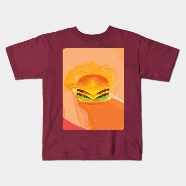 Vintage Burger Kids T-Shirt by Salma Ismail